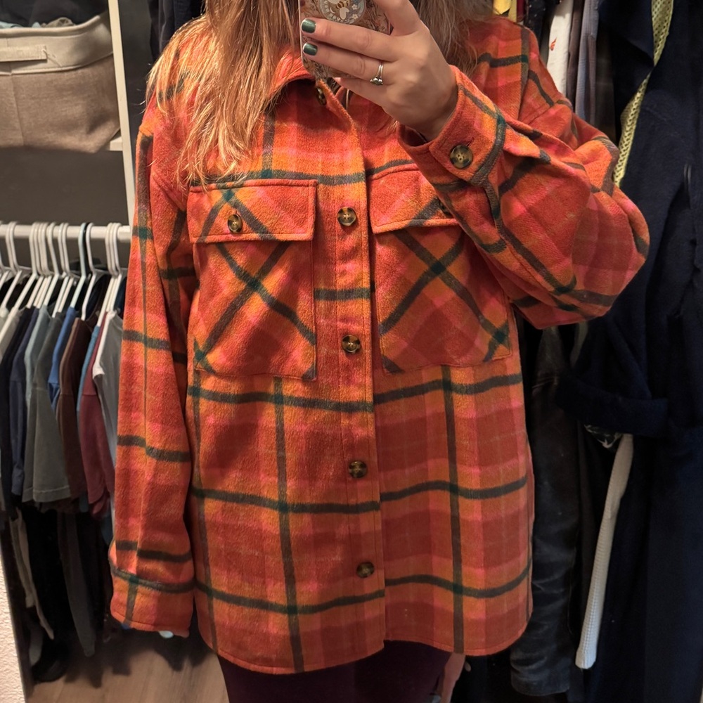 Wild Fable Orange Plaid Jacket shacket xl